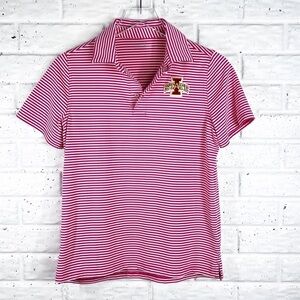 VINEYARD VINES Iowa State Cyclones Red White Striped Polo Short Sleeve Golf Top